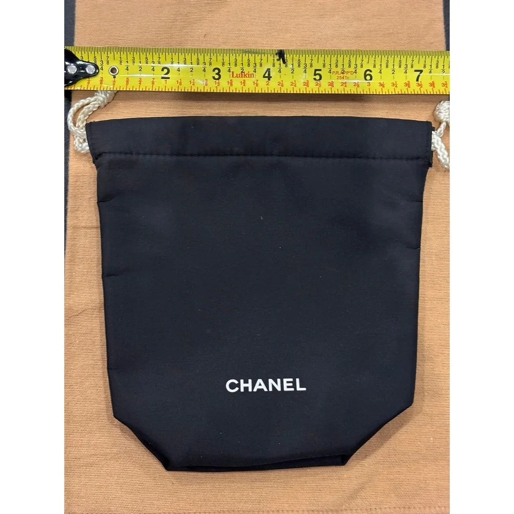 Chanel VIP Gift Black Nylon Drawstring Pouch Makeup Bag Travel Organizer Small